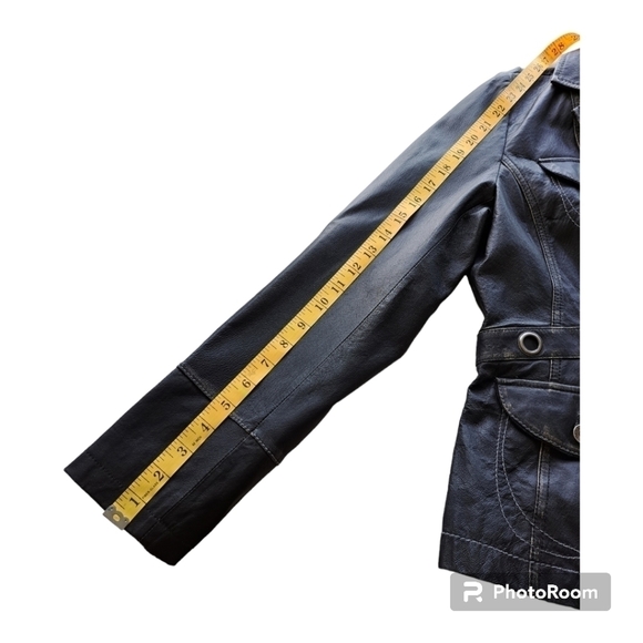 Fabric life faded leather women's jacket coat black leather women's Size M - Picture 10 of 12